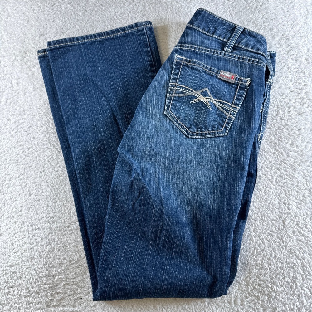 Ariat FR Jeans Women 26R Blue Excellent Mid Rise Boot Cut Flame Resistant 2986
